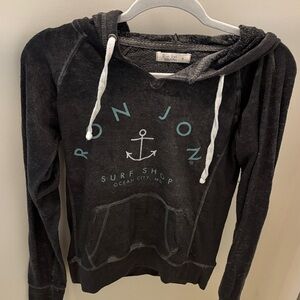Ron Jon Charcoal Hoodie with Anchor Graphic